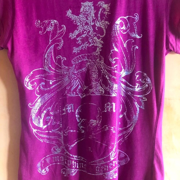 Vintage Pink with Silver Foil Emblem Morphine Generation distressed T-shirt - Picture 2 of 5